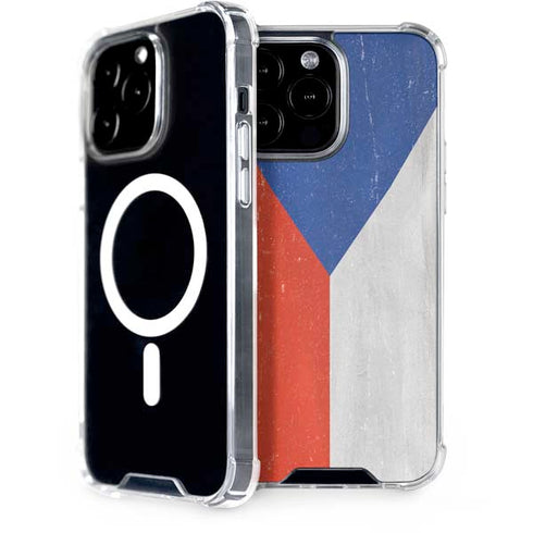 Czech Republic Flag Distressed iPhone 14 Pro Max MagSafe Case